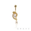 316L SURGICAL STEEL MULTI CZ HEART AND SNAKE NON DANGLE BELLY BUTTON NAVEL RING 